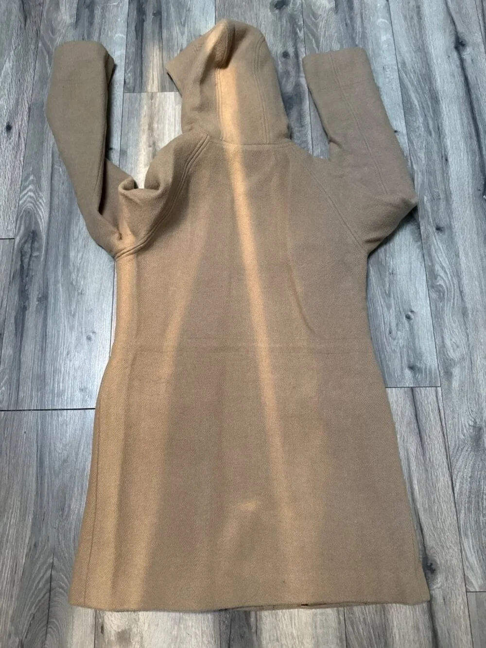 J. Crew Wool Blend Hooded Button Front Coat In Camel Size 4 Fully Lined Made In - Picture 11 of 12